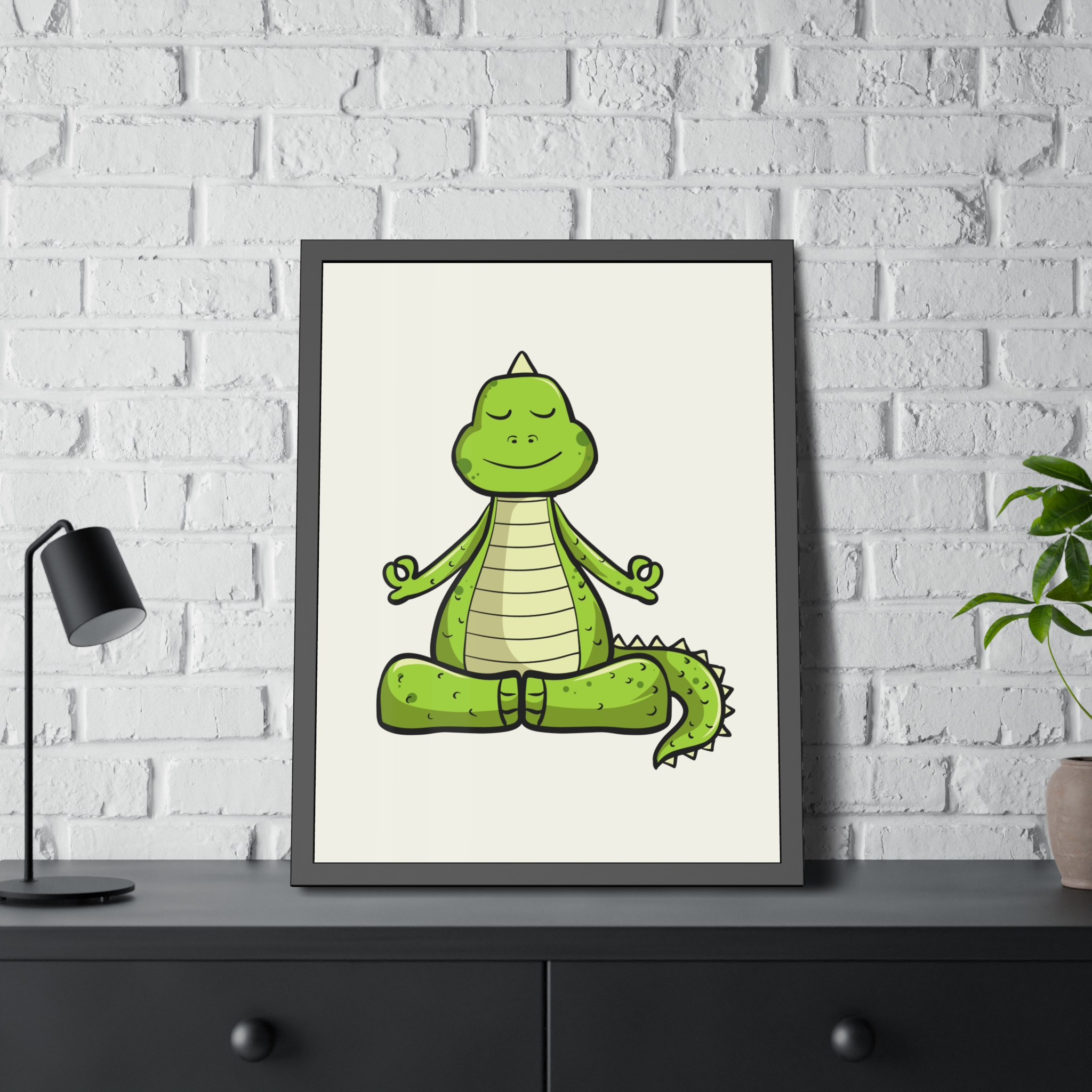 Yoga Dinosaur Framed Poster — Cute Meditating Dino Wall Art - Image 32