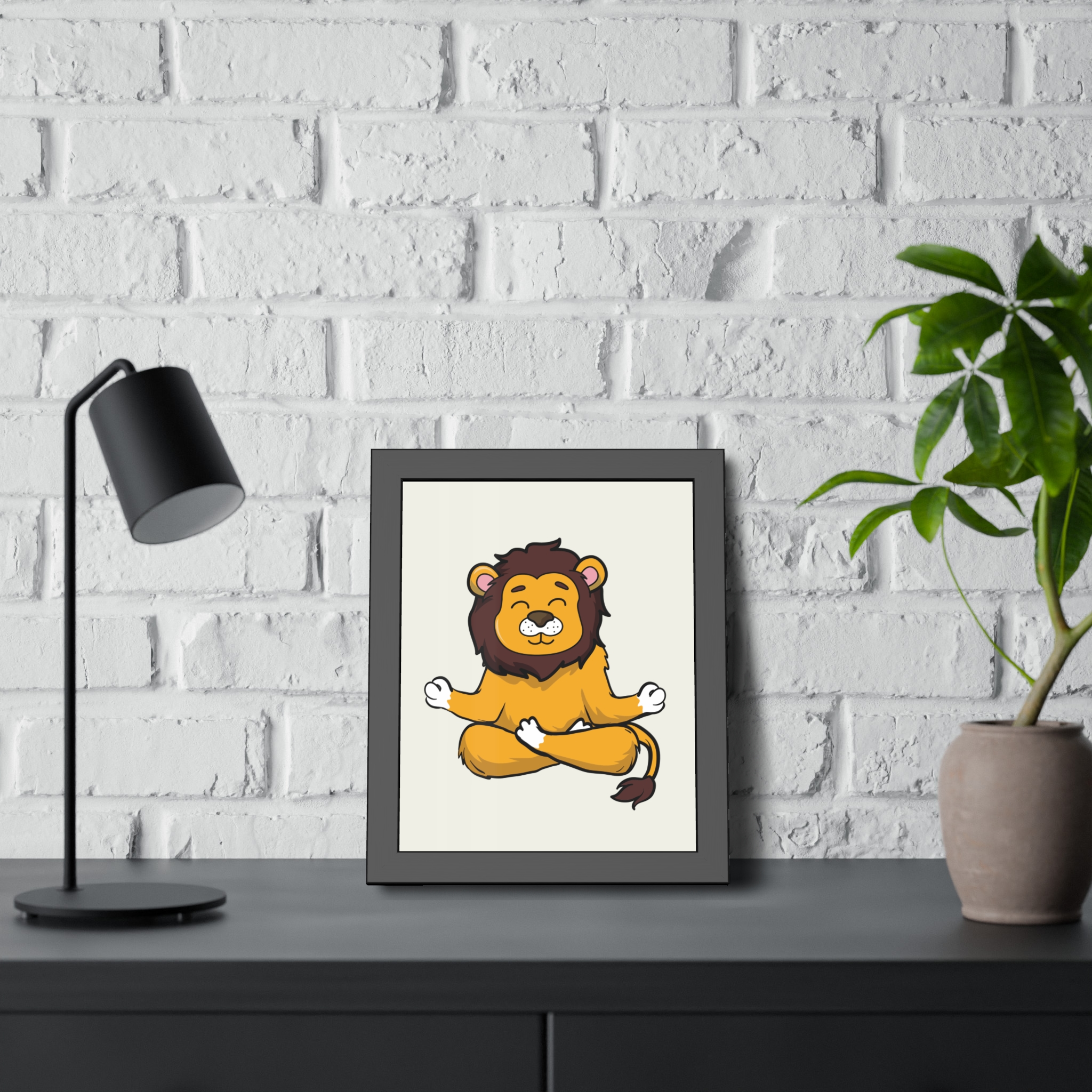 Meditating Lion Framed Poster — Cute Yoga Animal Wall Art for Nursery & Kids’ Room - Image 12