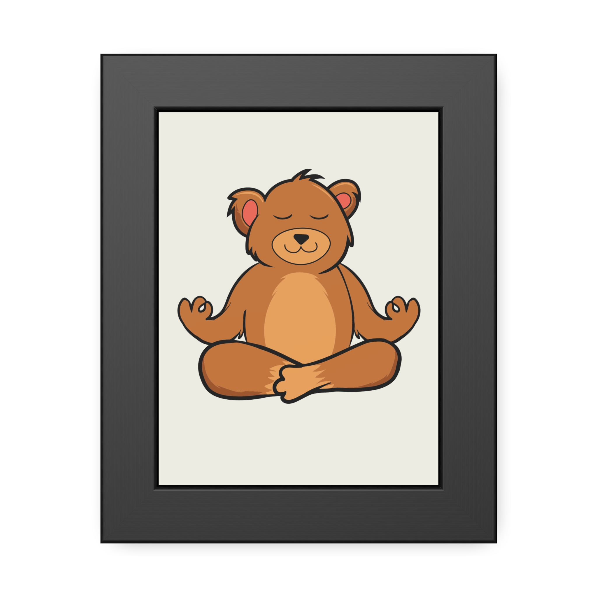 Meditating Bear Framed Poster – Cute Nursery Wall Art for Kids’ Room, Yoga & Mindfulness Décor