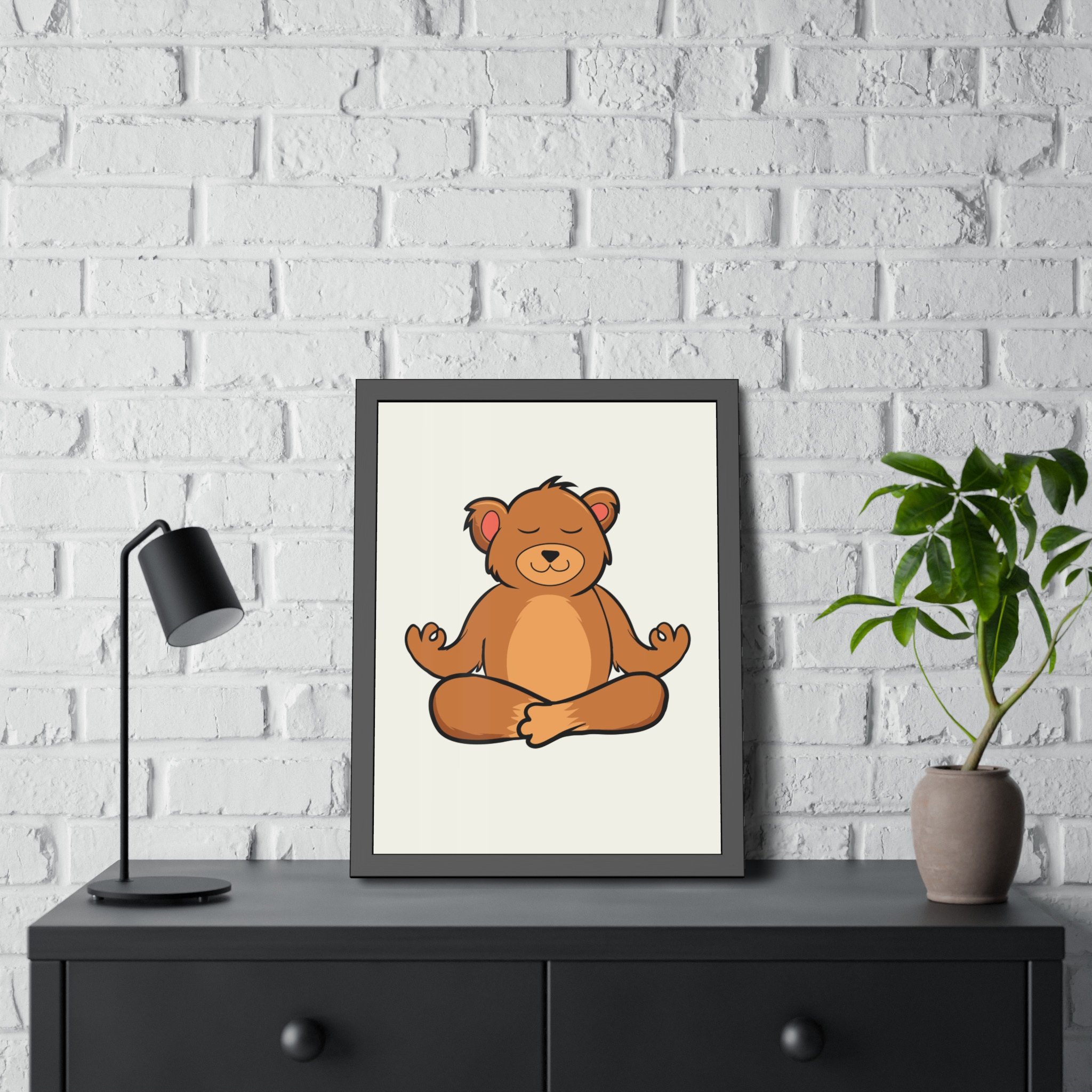 Meditating Bear Framed Poster – Cute Nursery Wall Art for Kids’ Room, Yoga & Mindfulness Décor - Image 24
