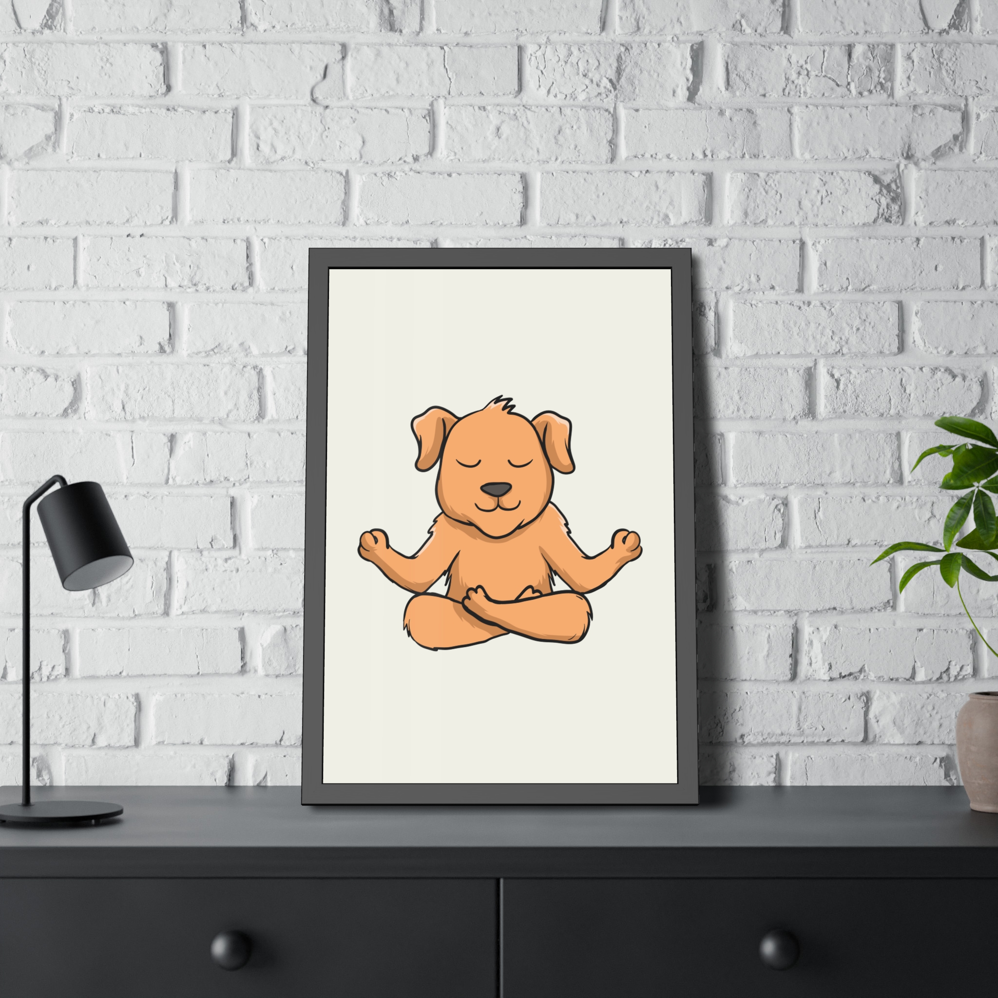 Meditating Puppy Framed Poster — Cute Yoga Dog Wall Art for Nursery & Home - Image 28