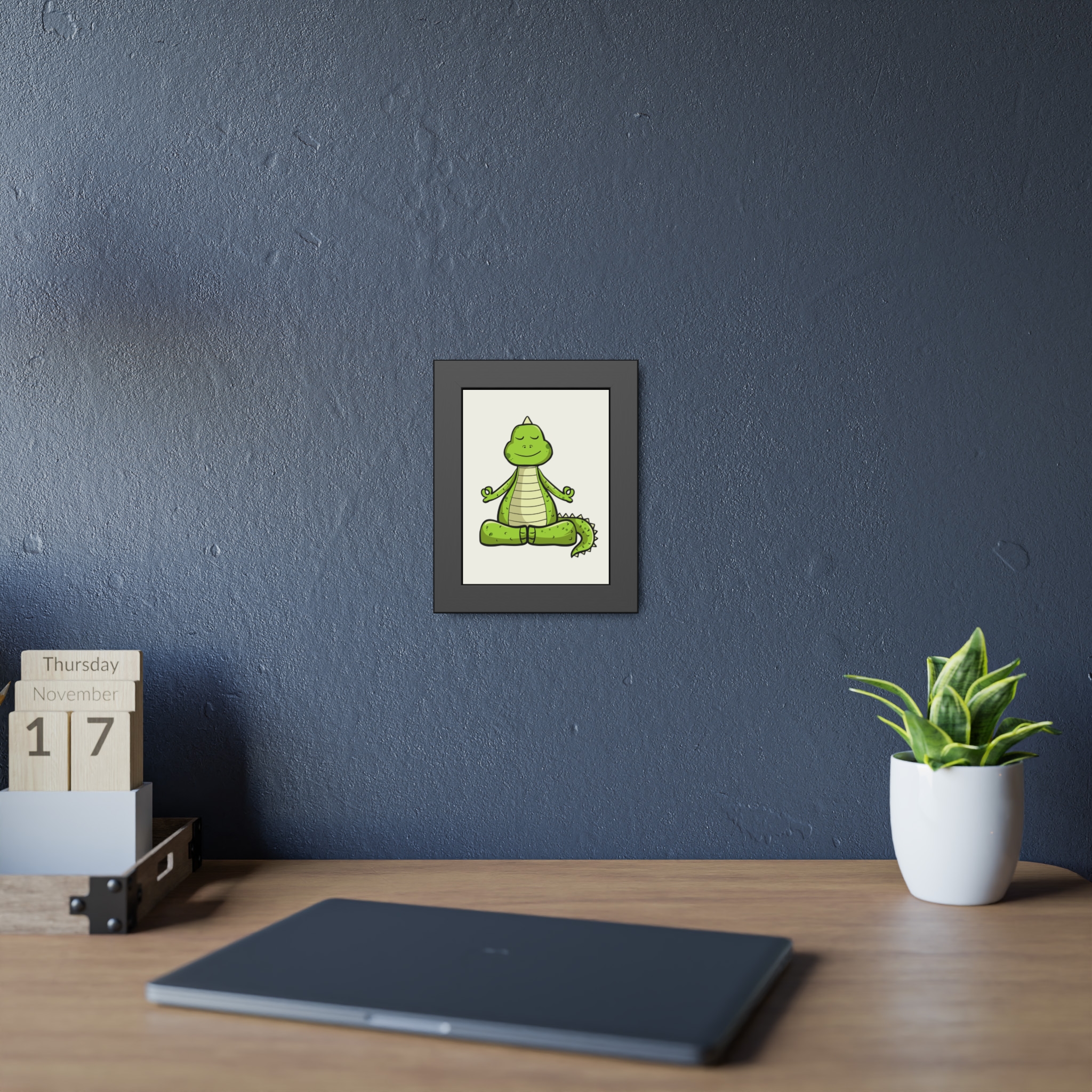 Yoga Dinosaur Framed Poster — Cute Meditating Dino Wall Art - Image 3