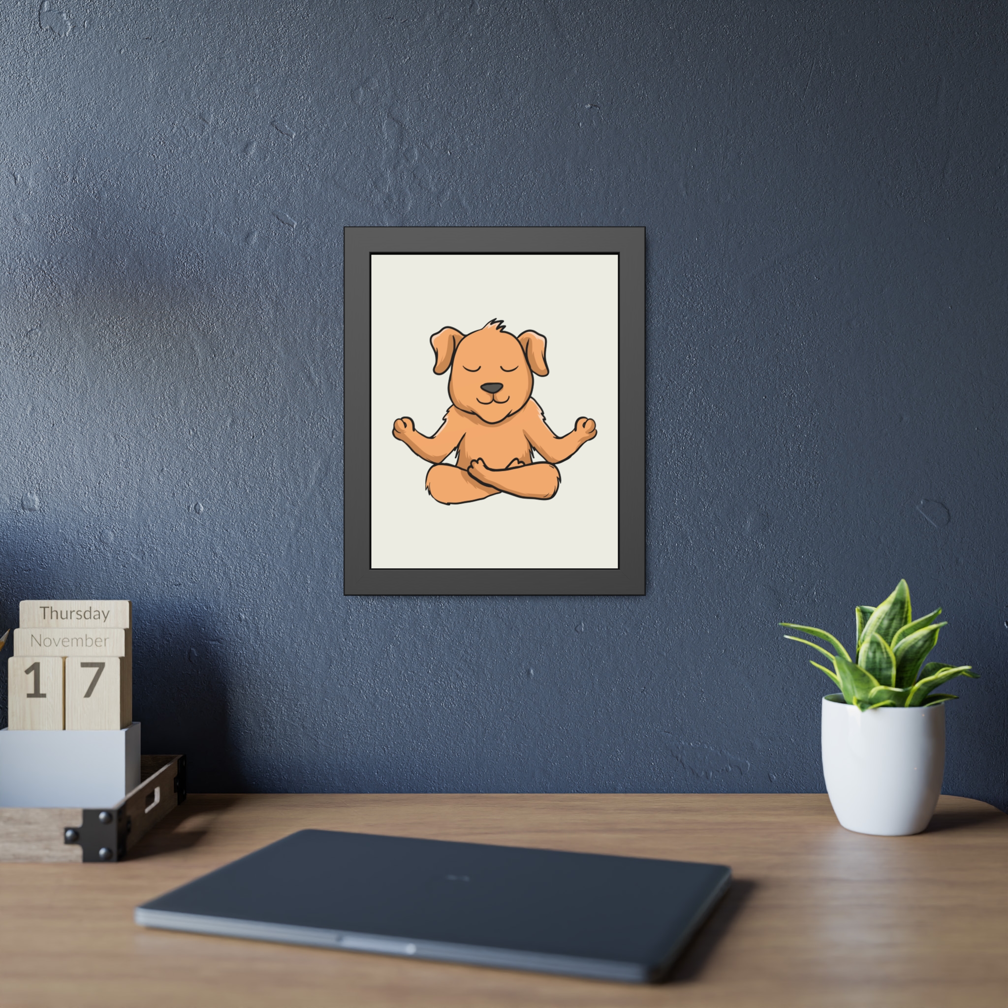 Meditating Puppy Framed Poster — Cute Yoga Dog Wall Art for Nursery & Home - Image 11