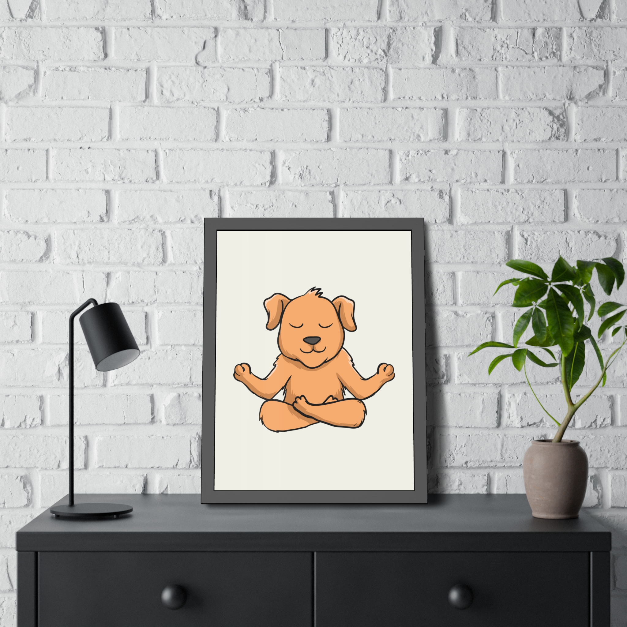 Meditating Puppy Framed Poster — Cute Yoga Dog Wall Art for Nursery & Home - Image 24