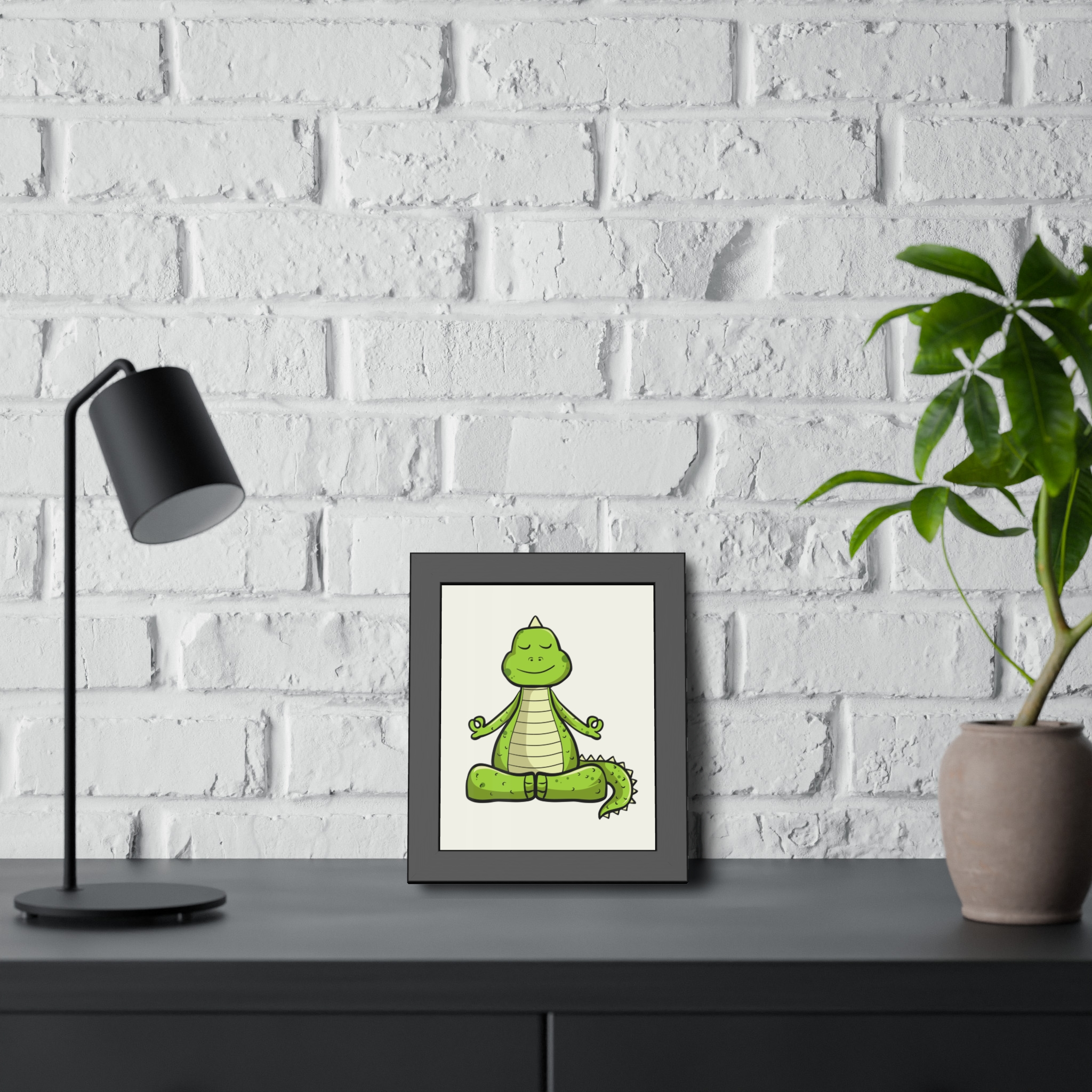Yoga Dinosaur Framed Poster — Cute Meditating Dino Wall Art - Image 8