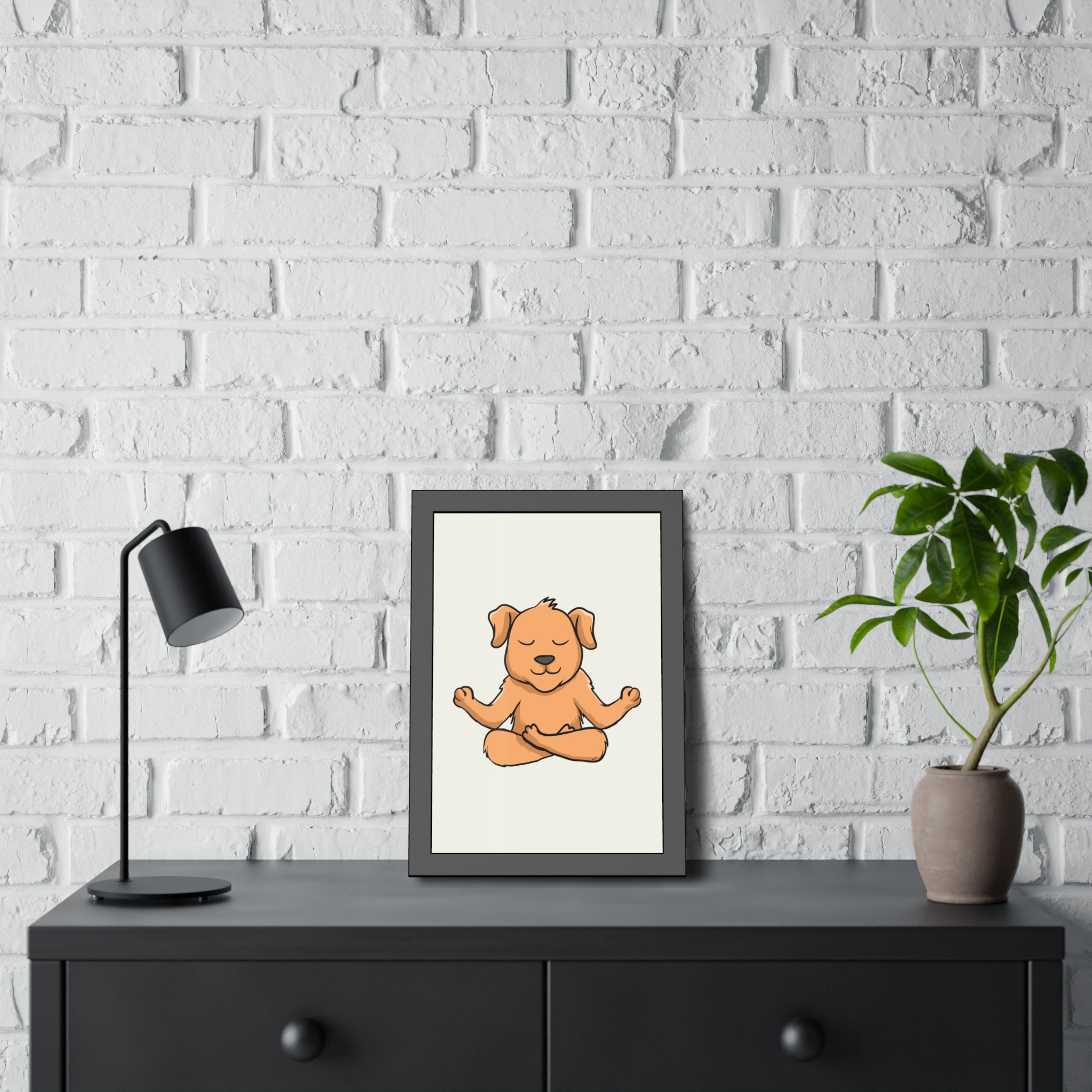 Meditating Puppy Framed Poster — Cute Yoga Dog Wall Art for Nursery & Home - Image 16
