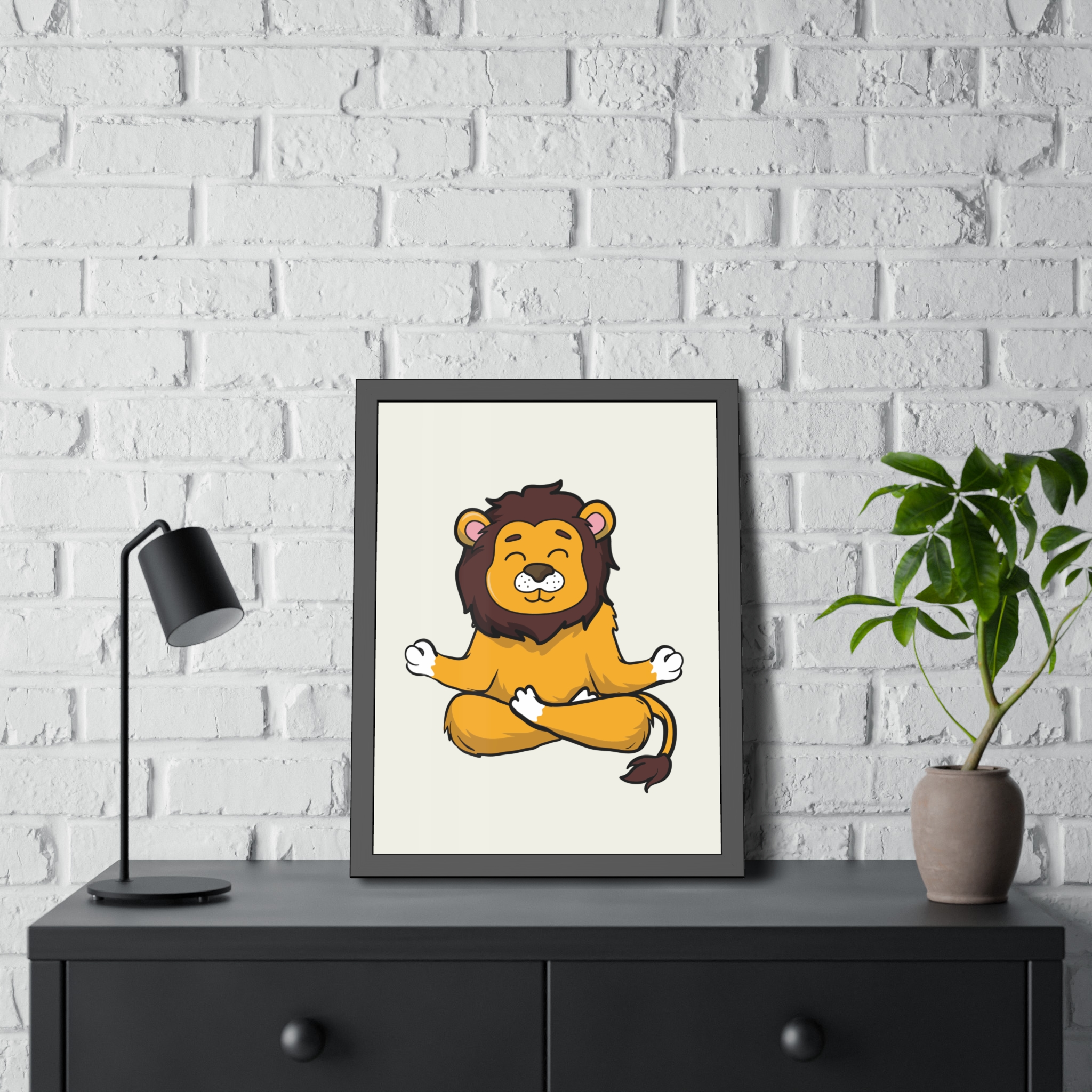 Meditating Lion Framed Poster — Cute Yoga Animal Wall Art for Nursery & Kids’ Room - Image 24