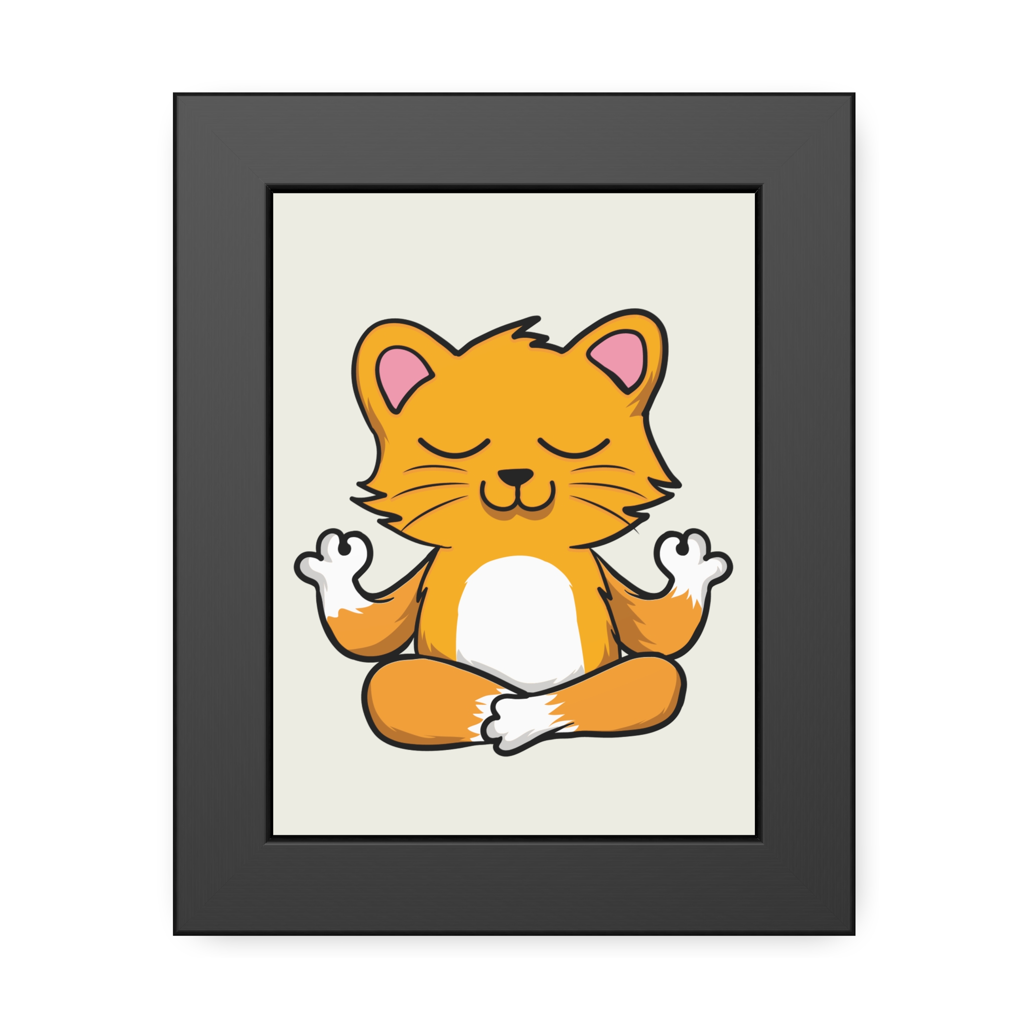 Yoga Cat Framed Poster — Cute Meditating Cat Wall Art for Kids & Home