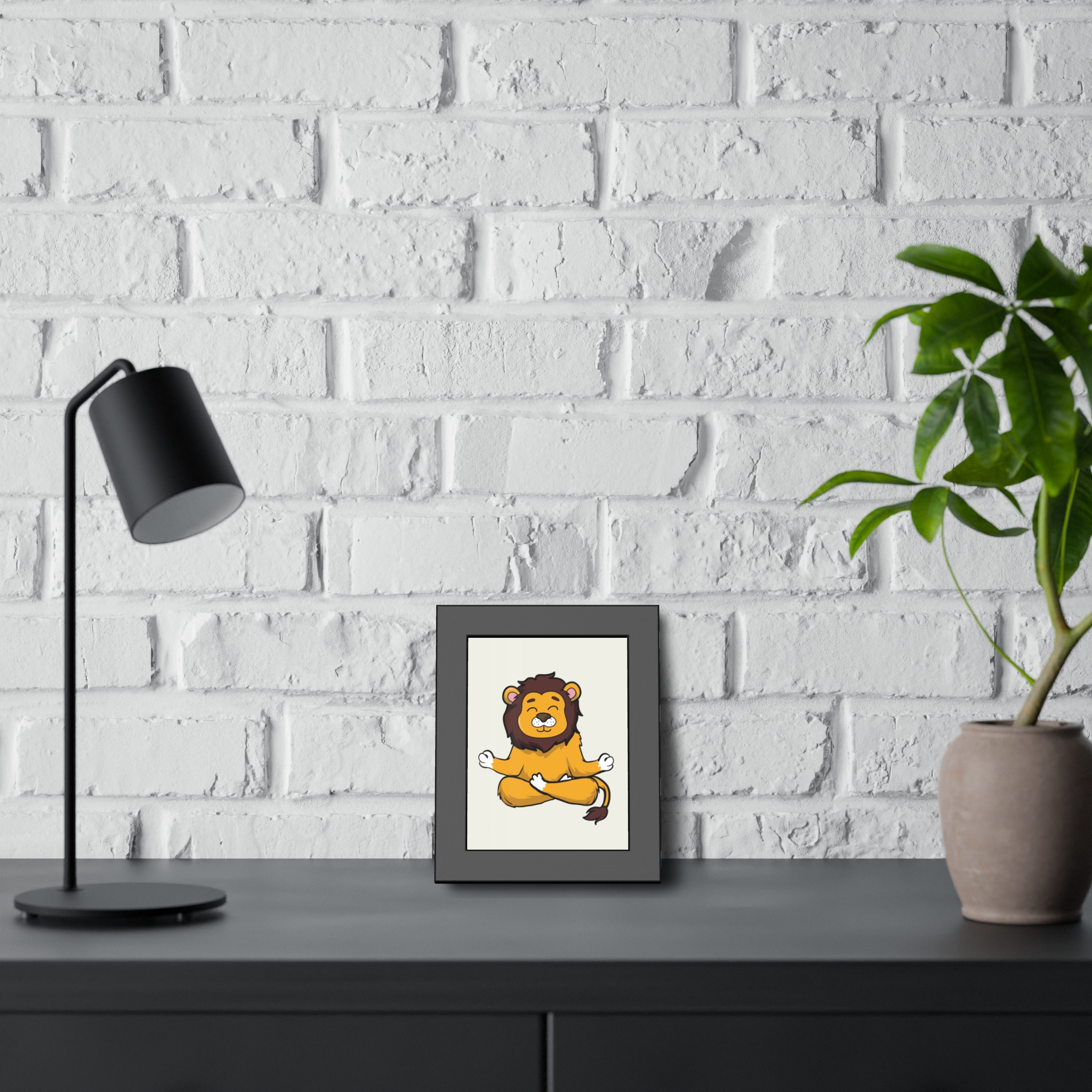 Meditating Lion Framed Poster — Cute Yoga Animal Wall Art for Nursery & Kids’ Room - Image 4