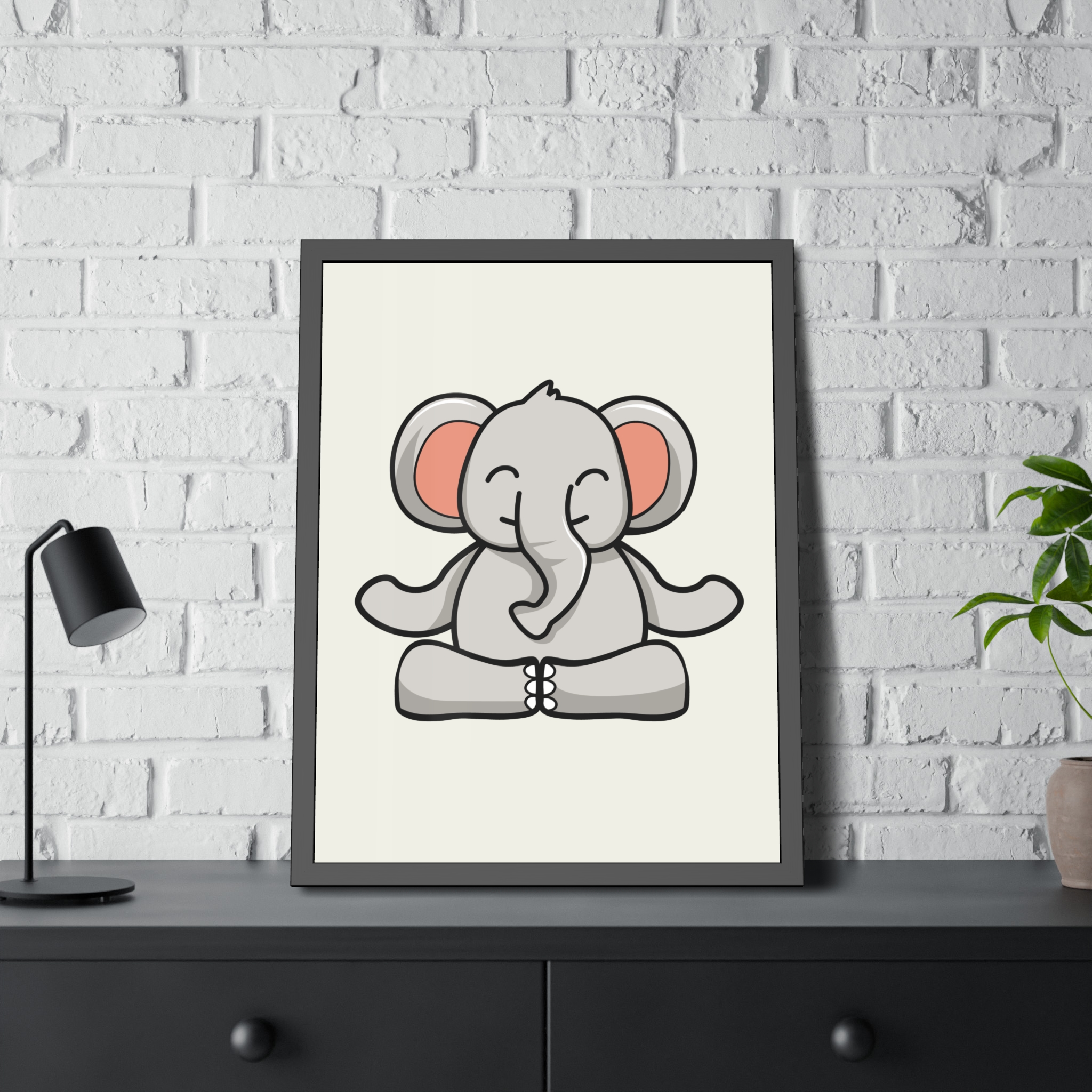 Meditating Elephant Framed Poster — Cute Nursery Wall Art - Image 32