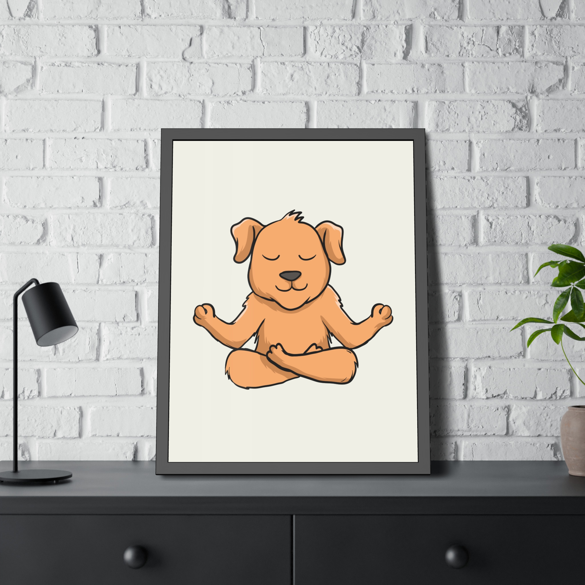Meditating Puppy Framed Poster — Cute Yoga Dog Wall Art for Nursery & Home - Image 32
