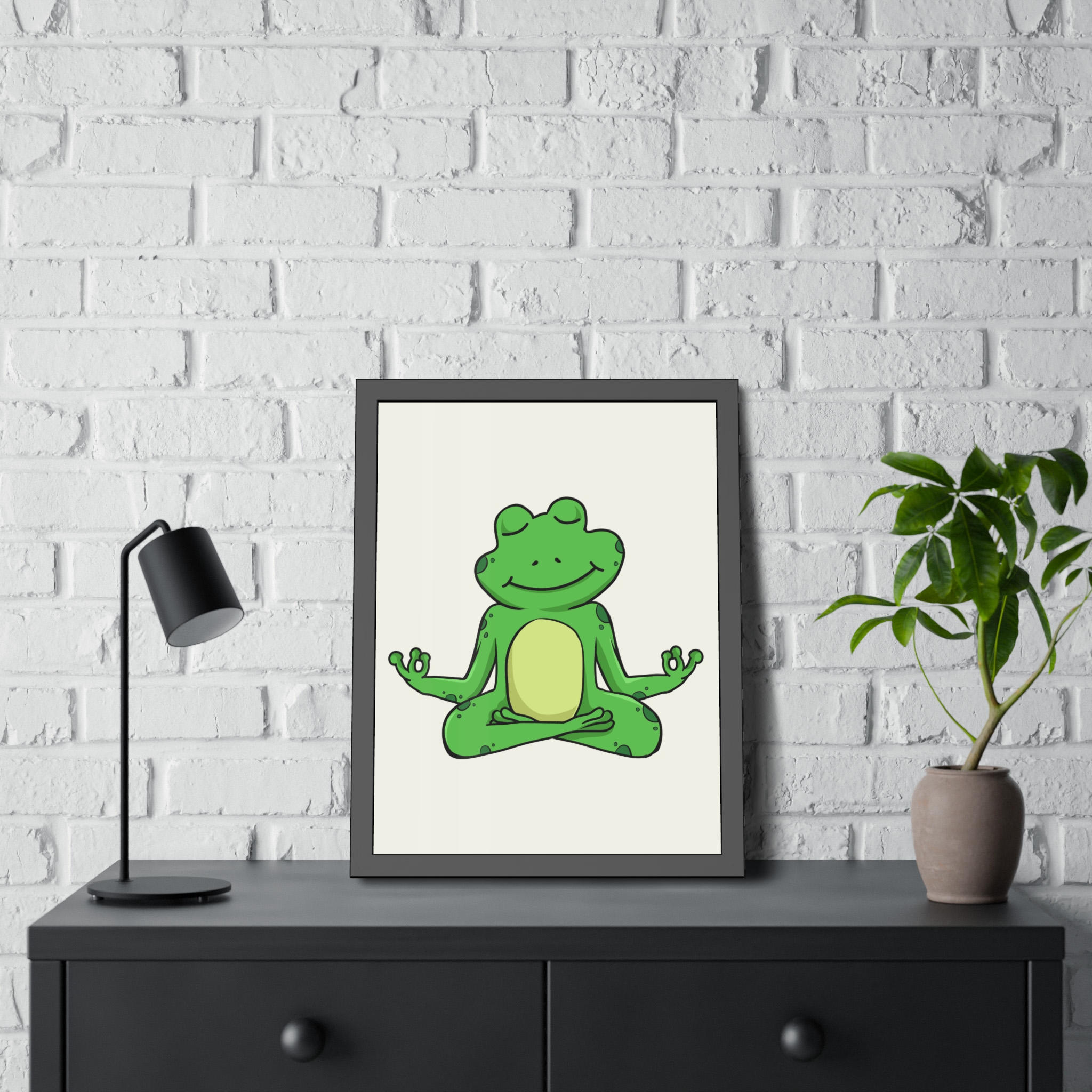 Meditating Frog Framed Poster — Cute Yoga Wall Art for Kids & Nursery - Image 24