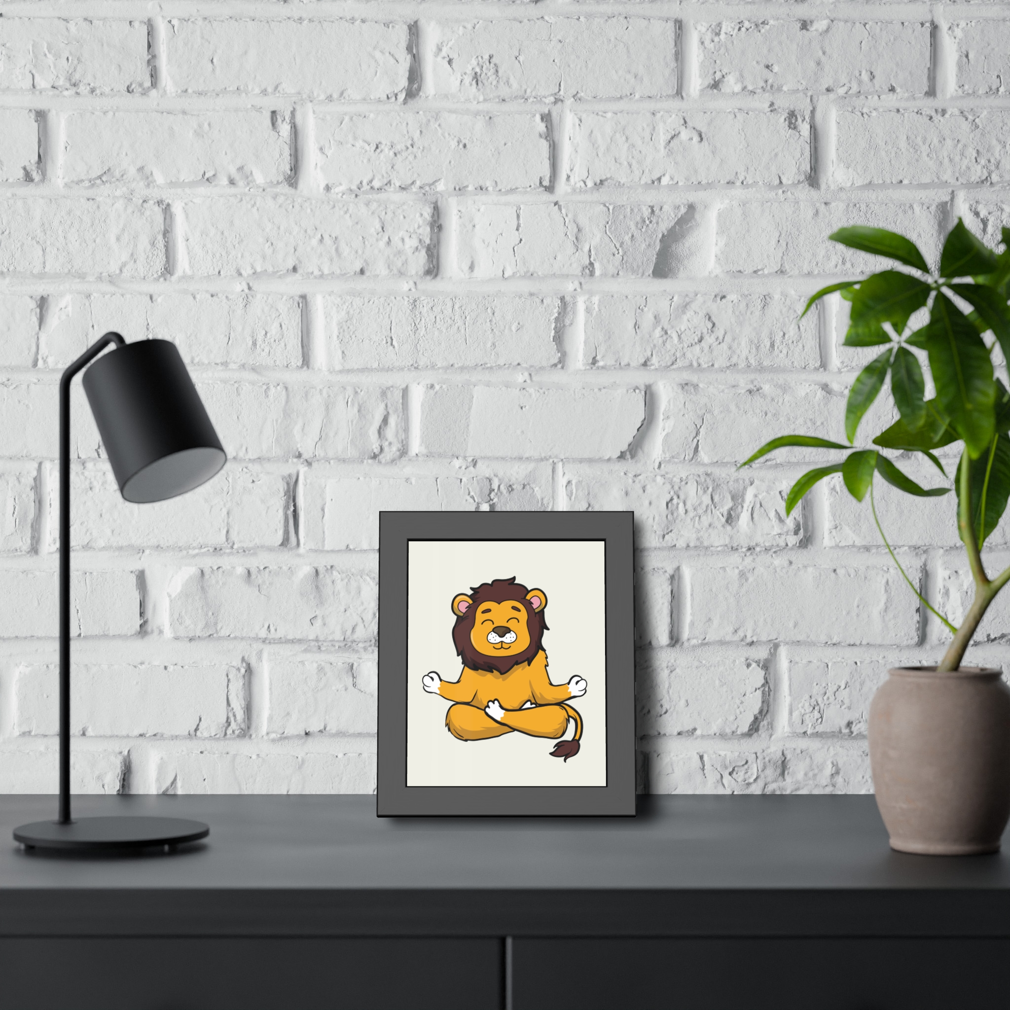 Meditating Lion Framed Poster — Cute Yoga Animal Wall Art for Nursery & Kids’ Room - Image 8