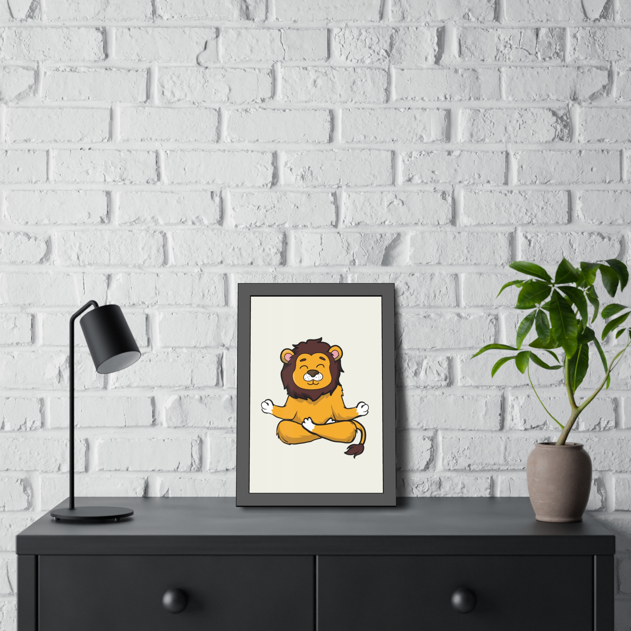 Meditating Lion Framed Poster — Cute Yoga Animal Wall Art for Nursery & Kids’ Room - Image 16