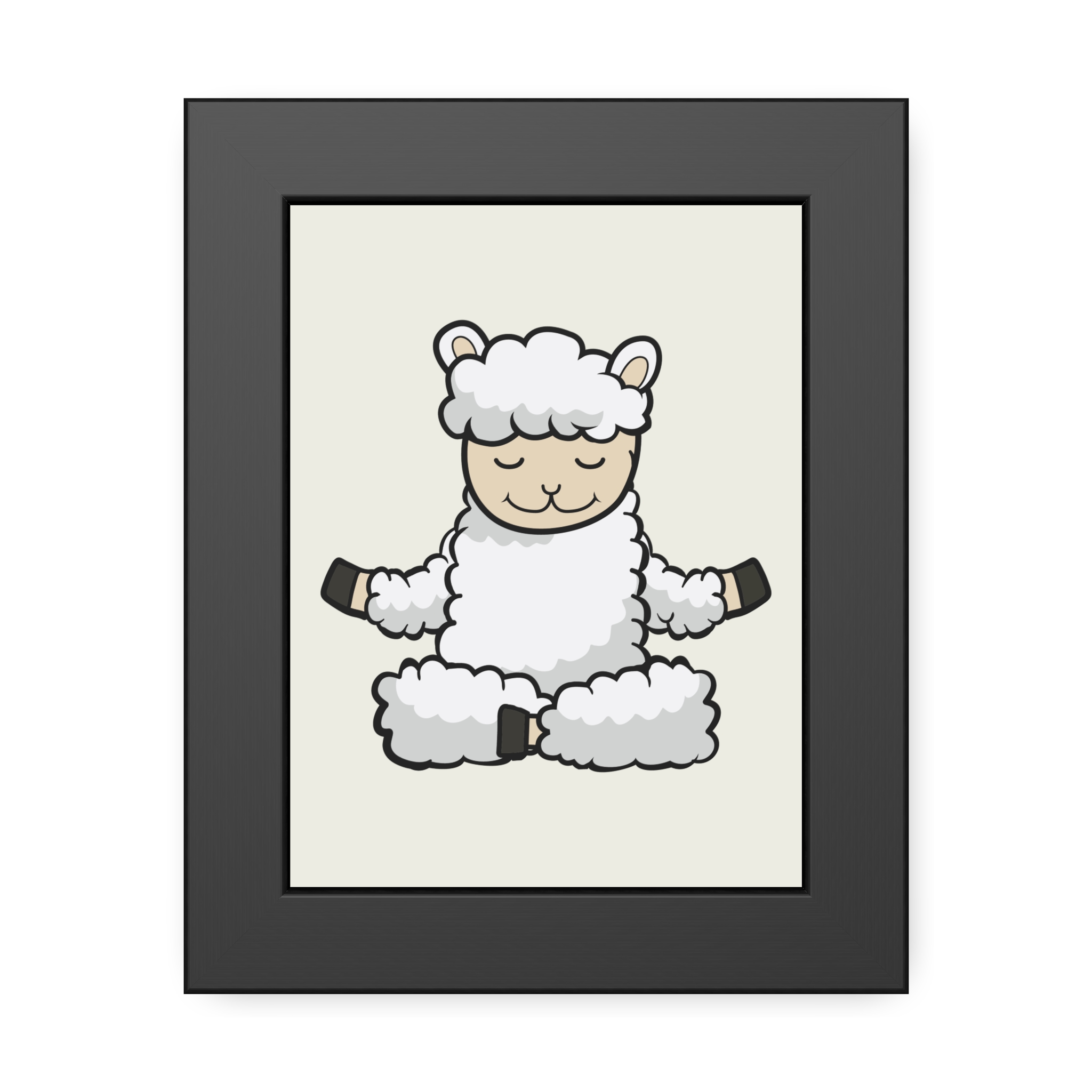 Meditating Sheep Framed Poster — Cute Yoga Lamb Wall Art for Nursery & Kids’ Room