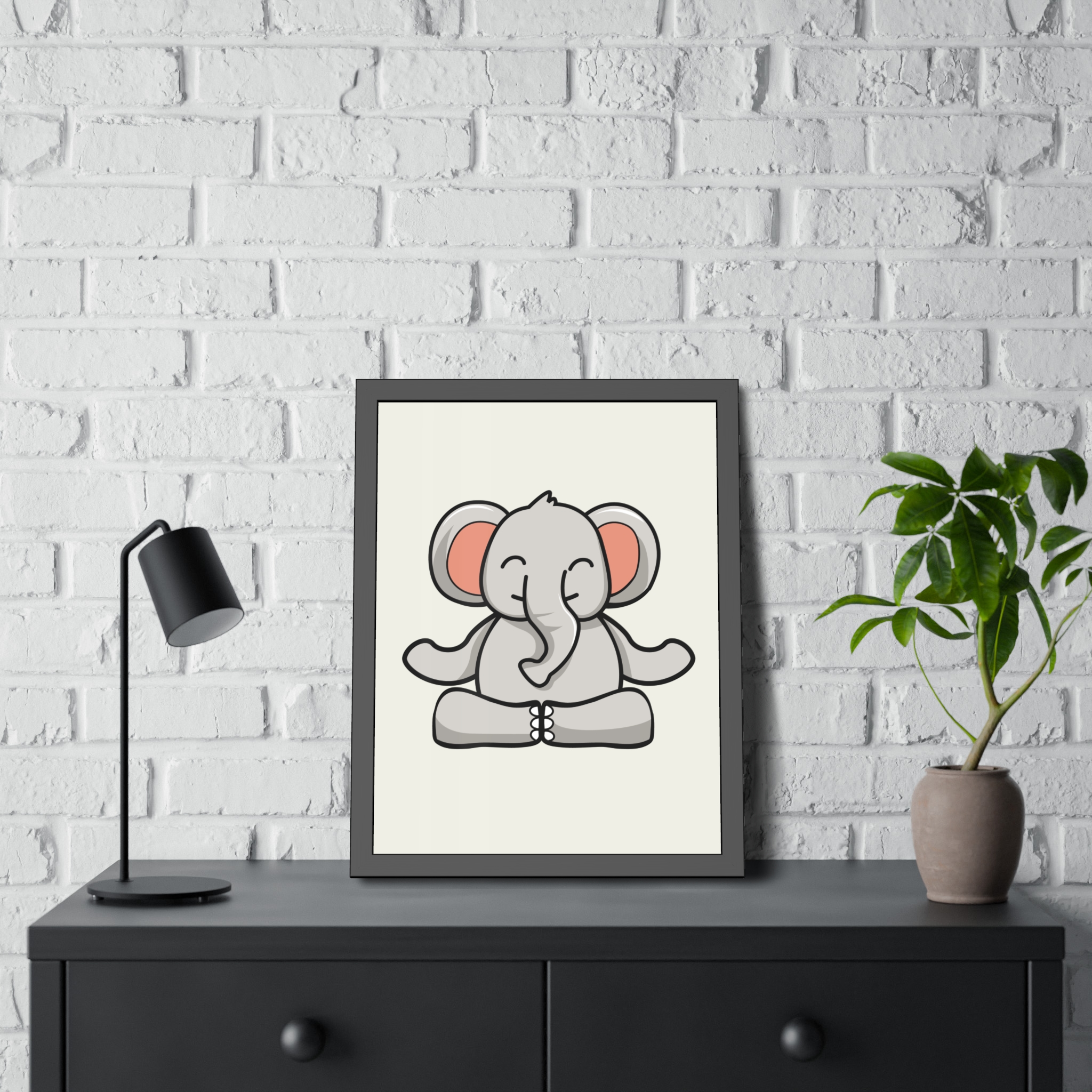 Meditating Elephant Framed Poster — Cute Nursery Wall Art - Image 24