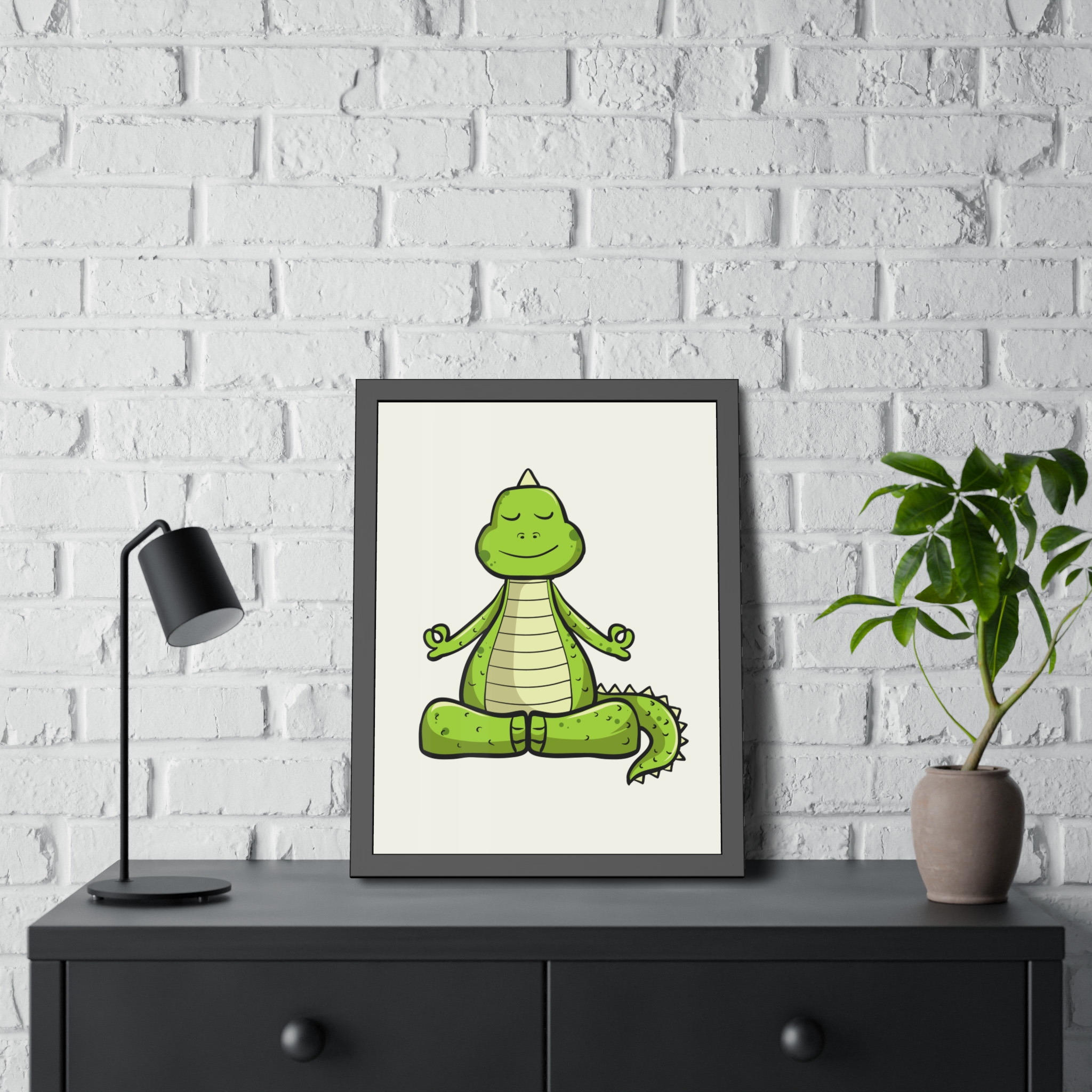 Yoga Dinosaur Framed Poster — Cute Meditating Dino Wall Art - Image 24