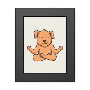 Meditating Puppy Framed Poster — Cute Yoga Dog Wall Art for Nursery & Home