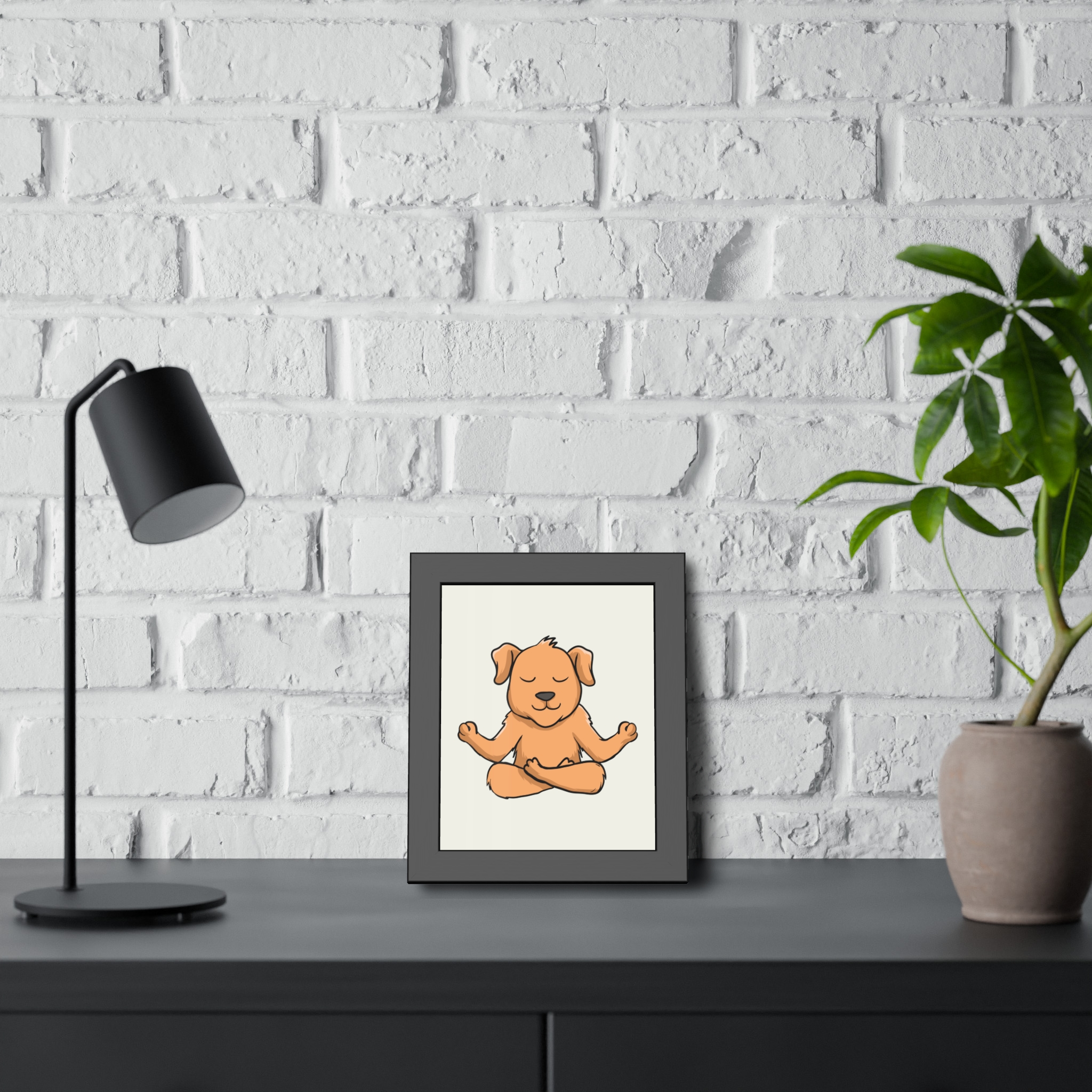 Meditating Puppy Framed Poster — Cute Yoga Dog Wall Art for Nursery & Home - Image 8