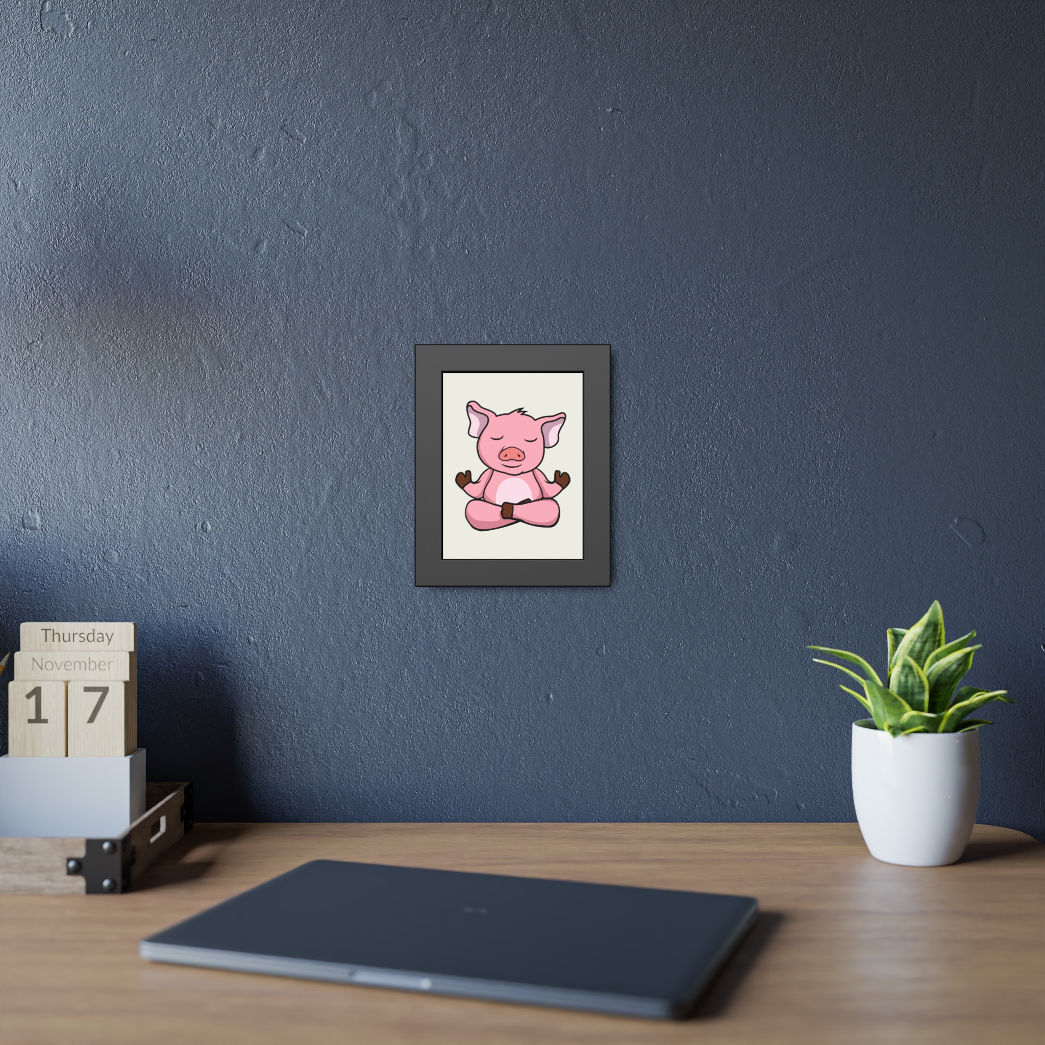 Meditating Pig Framed Poster — Cute Zen Animal Wall Art for Nursery & Kids’ Room - Image 3