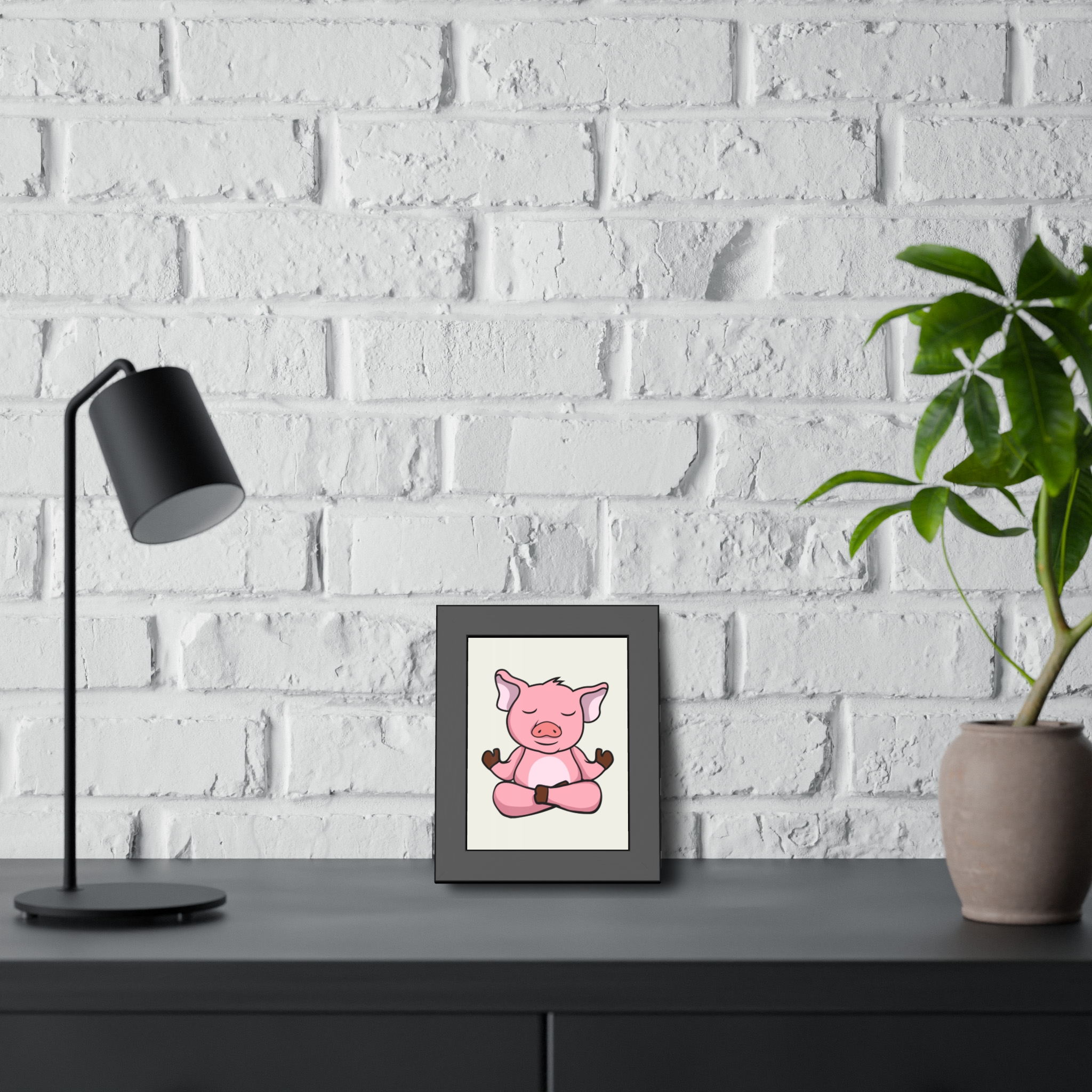 Meditating Pig Framed Poster — Cute Zen Animal Wall Art for Nursery & Kids’ Room - Image 4