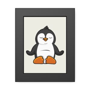 Meditating Penguin Framed Poster — Cute Nursery Wall Art