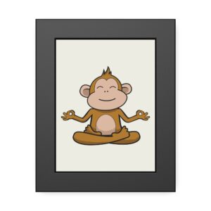 Meditating Monkey Framed Poster — Cute Yoga Nursery Wall Art
