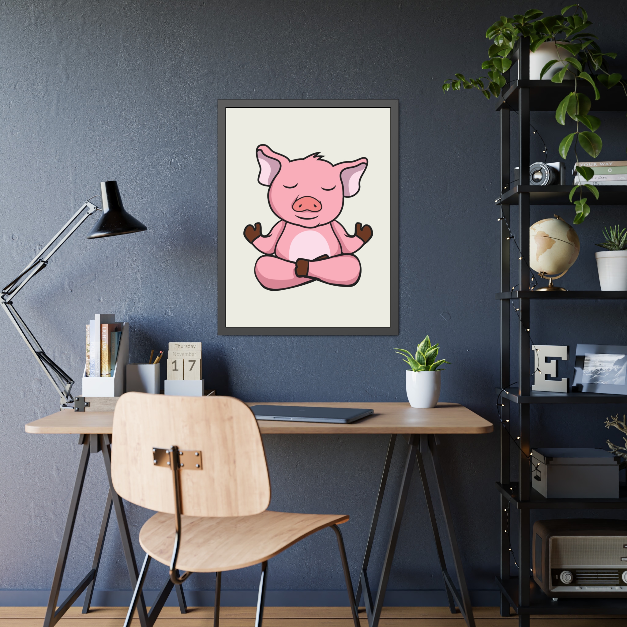 Meditating Pig Framed Poster — Cute Zen Animal Wall Art for Nursery & Kids’ Room - Image 31