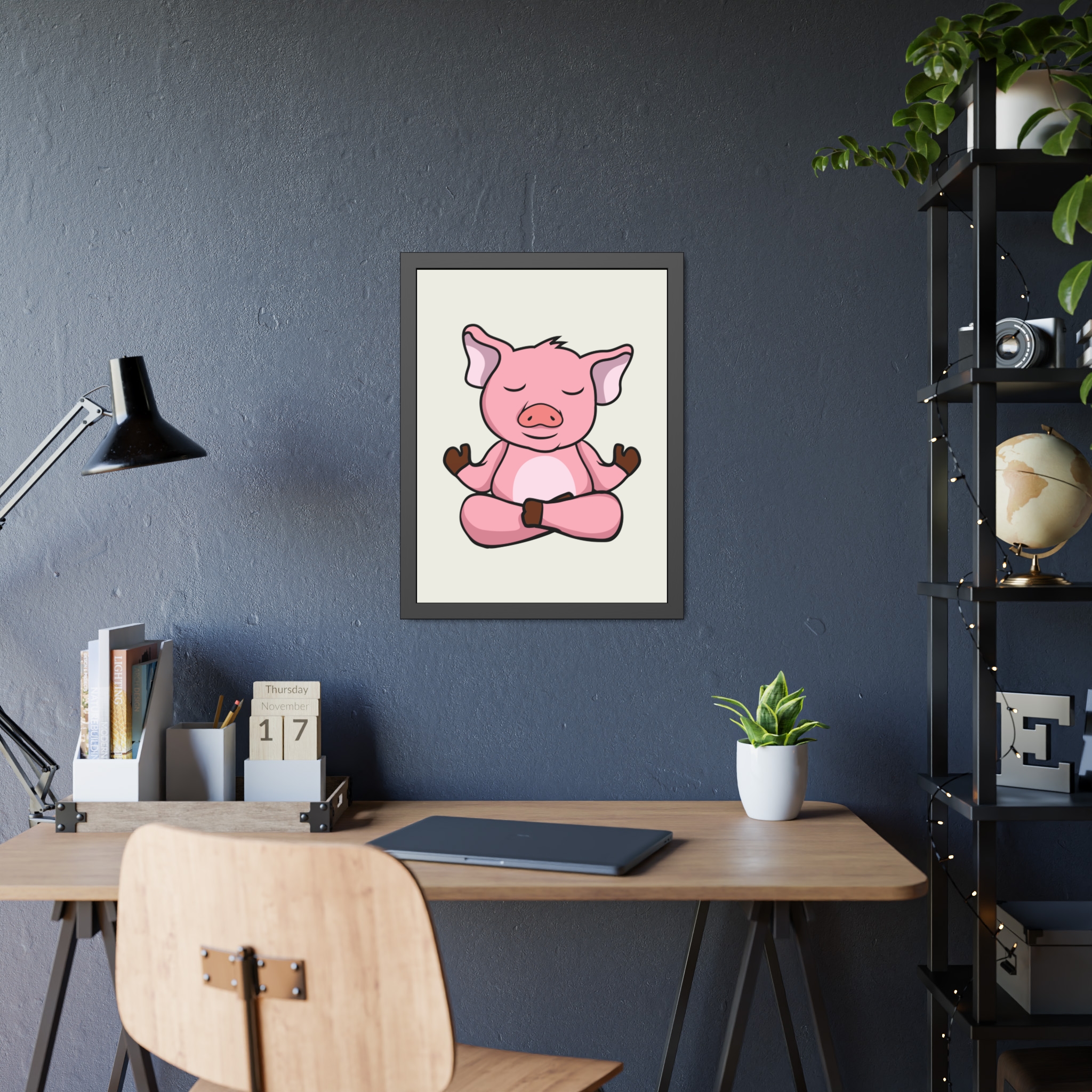 Meditating Pig Framed Poster — Cute Zen Animal Wall Art for Nursery & Kids’ Room - Image 23