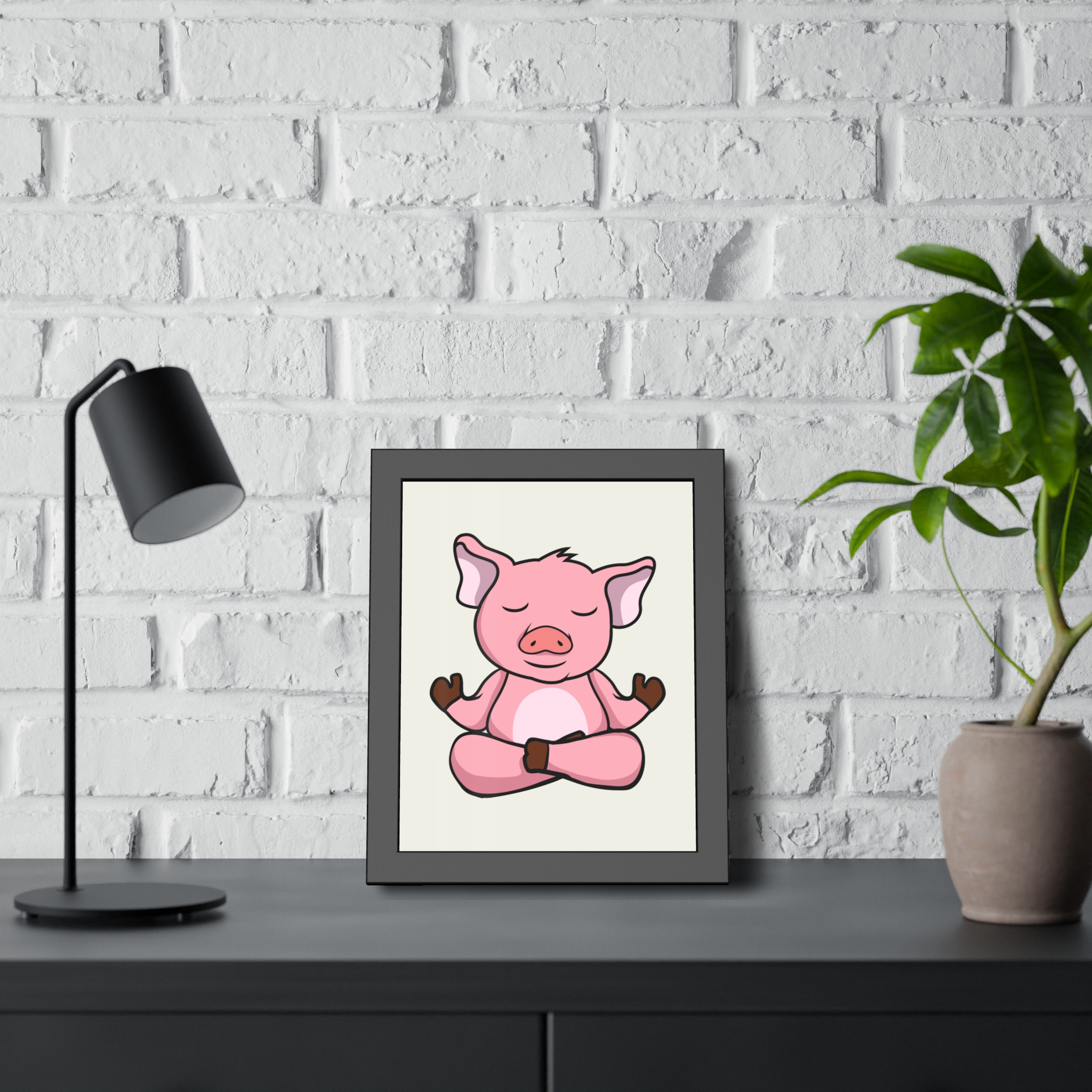 Meditating Pig Framed Poster — Cute Zen Animal Wall Art for Nursery & Kids’ Room - Image 12