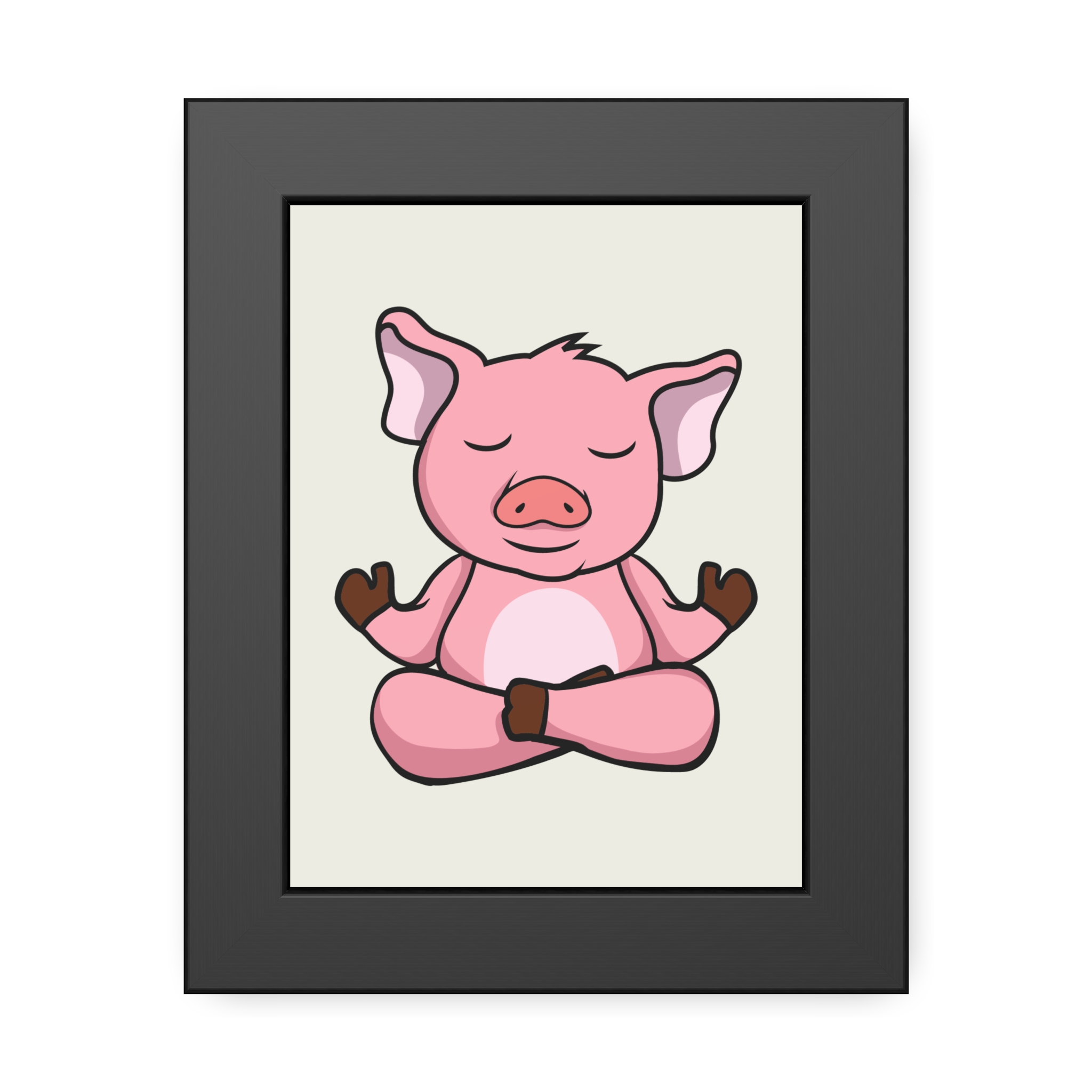 Meditating Pig Framed Poster — Cute Zen Animal Wall Art for Nursery & Kids’ Room