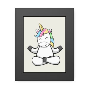 Meditating Unicorn Framed Poster — Cute Rainbow Yoga Wall Art